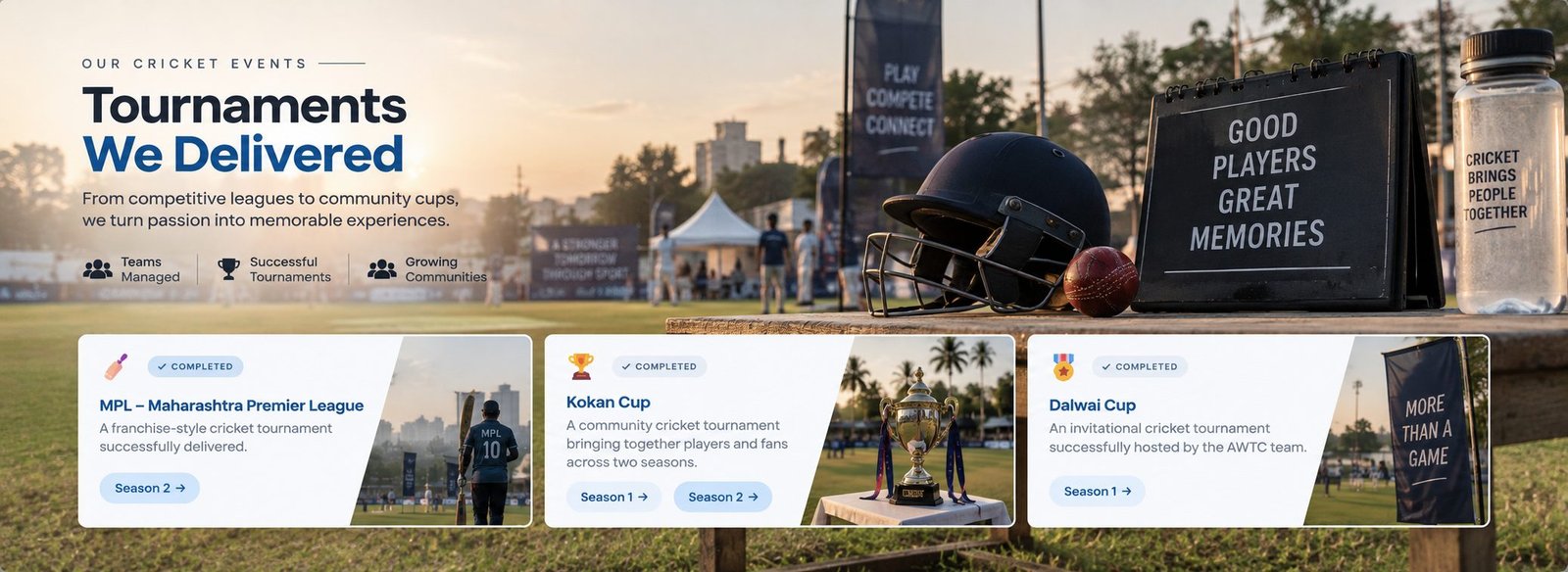 AWTC Cricket — Tournaments We Delivered: MPL, Kokan Cup and Dalwai Cup