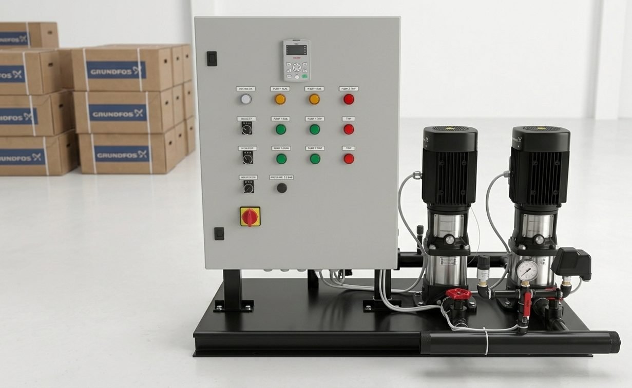 Pressure boosting pump set with control panel