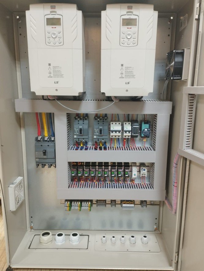 VFD control panel — open cabinet view