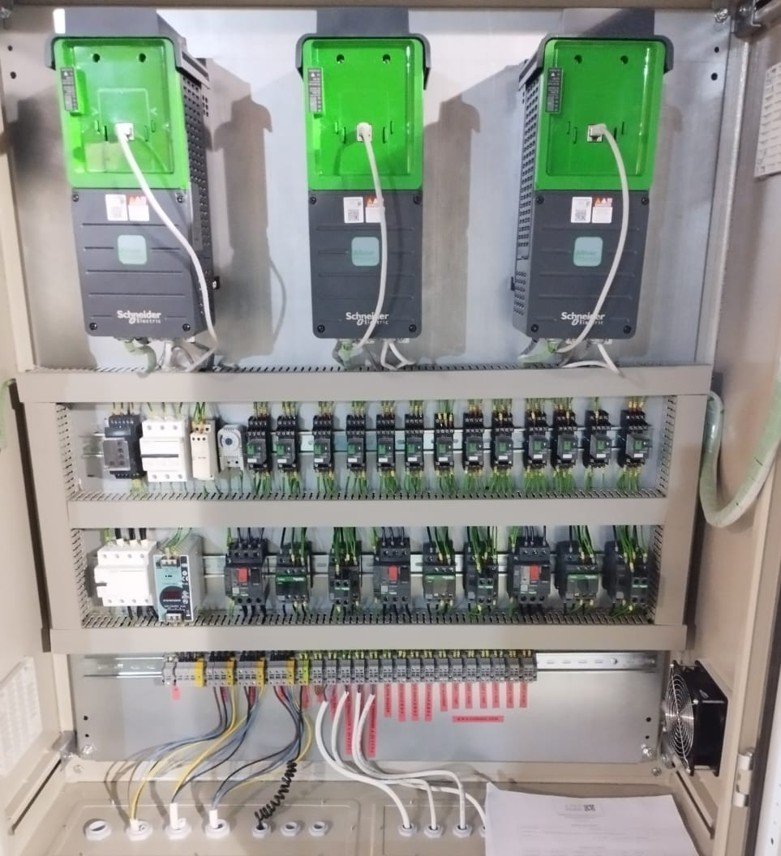 VFD and PLC control panel internals