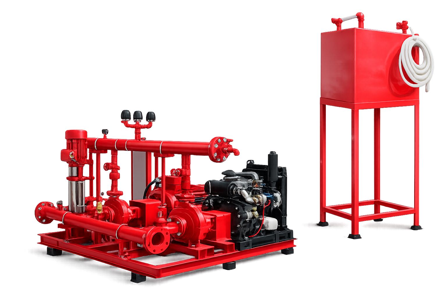 Fire-fighting pump set with jockey tank — studio view