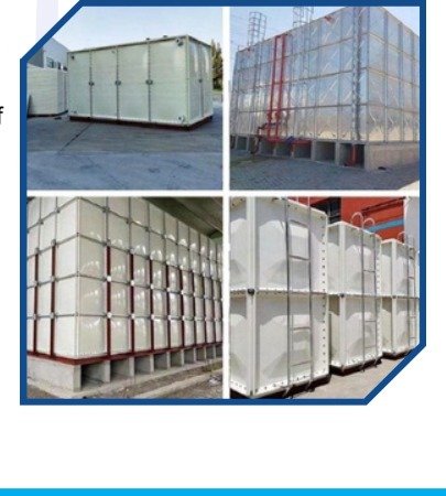 Modular GRP water tank panels ready for assembly