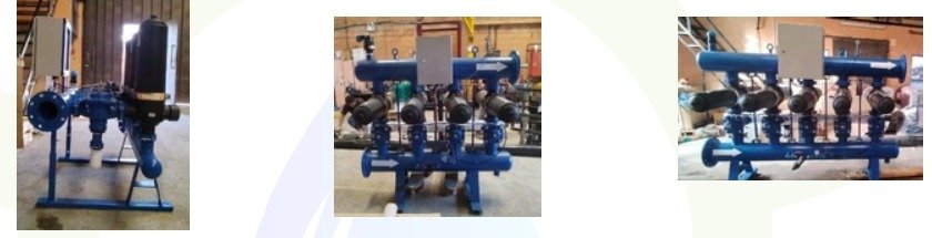 Assembled irrigation filter skids in the AWTC fabrication facility